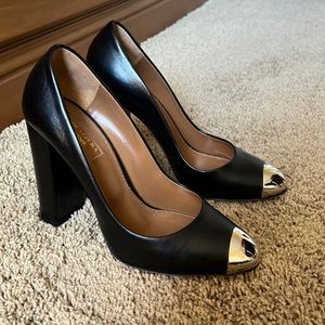 Authentic Preowned Designer Aquazzura Nova Black Leather Shoe Heels Size 38